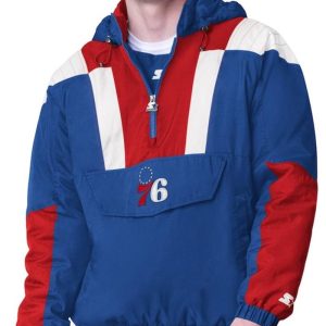 Royal/red Philadelphia 76ers Charger Half-zip Pullover Jacket