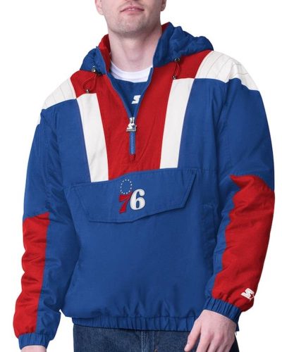 Royal/red Philadelphia 76ers Charger Half-zip Pullover Jacket