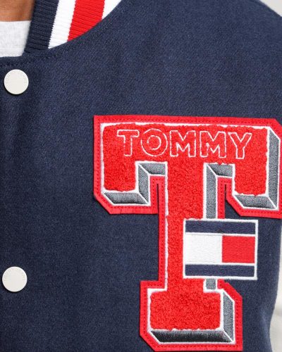 College Relaxed Baseball Letterman Navy Jacket
