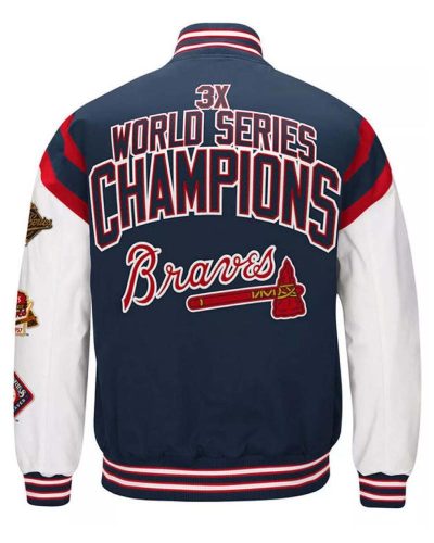 Atlanta Braves Home Team Commemorative Navy And White Jacket