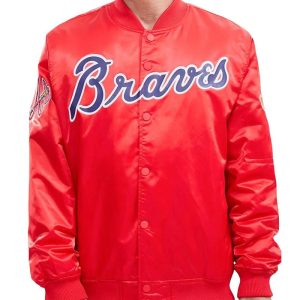 Mlb Atlanta Braves Big Logo Red Satin Jacket