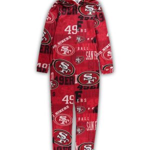 Women's San Francisco 49ers Concepts Sport Scarlet Ensemble Microfleece Union Full-Zip Suit