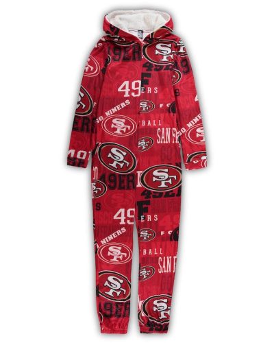 Women's San Francisco 49ers Concepts Sport Scarlet Ensemble Microfleece Union Full-Zip Suit