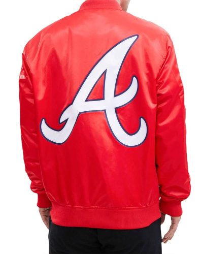 Mlb Atlanta Braves Big Logo Red Satin Jacket