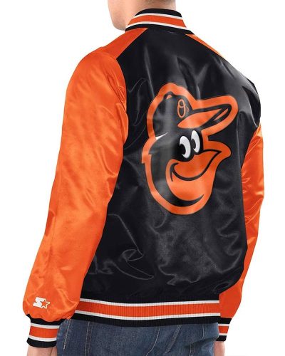Black/orange Baltimore Orioles Varsity Satin Jacket