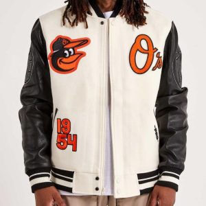 Baltimore Orioles Black And Off White Varsity Jacket