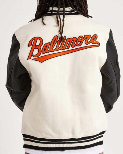 Baltimore Orioles Black And Off White Varsity Jacket