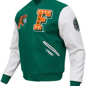 Classic Florida A&m Rattlers Varsity Green And White Jacket
