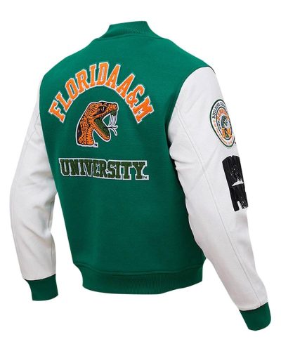 Classic Florida A&m Rattlers Varsity Green And White Jacket
