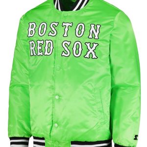 Boston Red Sox Cross Bronx Fashion Neon Green Satin Jacket