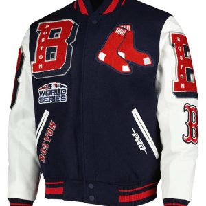 Varsity Boston Red Sox Mash Up Navy Blue And White Jacket