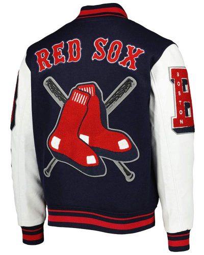Varsity Boston Red Sox Mash Up Navy Blue And White Jacket