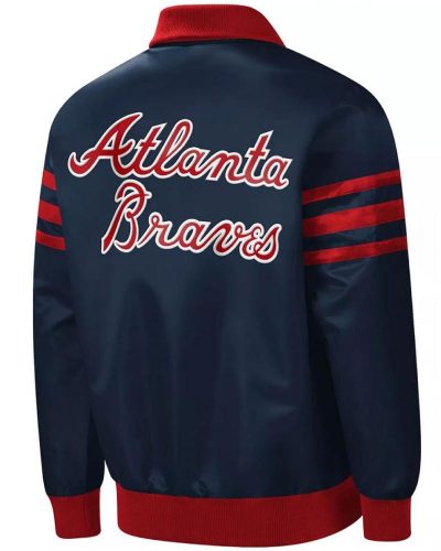 Navy The Captain Ii Atlanta Braves Full-zip Satin Jacket
