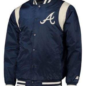 Navy And White Atlanta Braves Full-snap Jacket