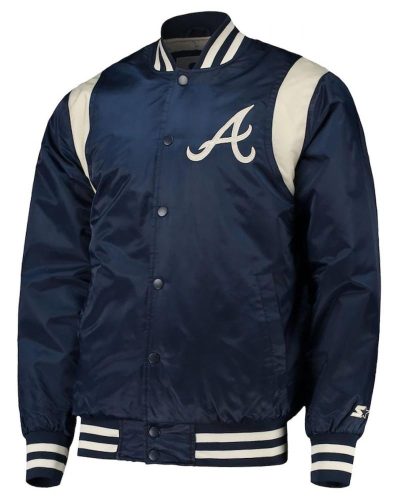 Navy And White Atlanta Braves Full-snap Jacket