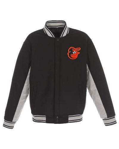 Accent Baltimore Orioles Black And Gray Varsity Wool Jacket