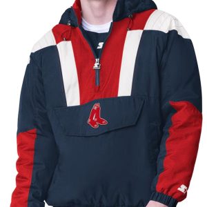 Navy Boston Red Sox Charger Half-zip Pullover Jacket