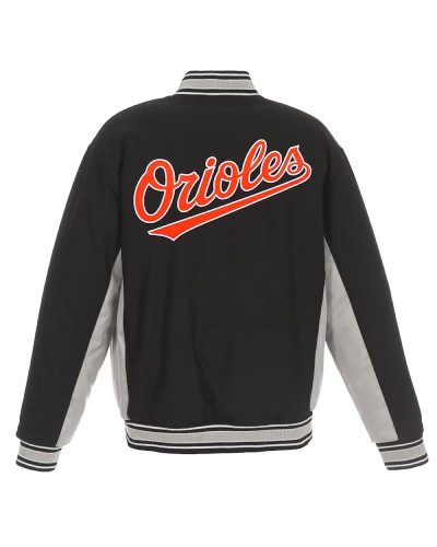 Accent Baltimore Orioles Black And Gray Varsity Wool Jacket