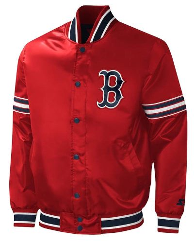 Starter Midfield Boston Red Sox Full-snap Red Satin Varsity Jacket
