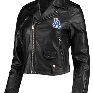 Los Angeles Dodgers The Wild Collective Women's Faux Leather Moto Full-Zip Jacket