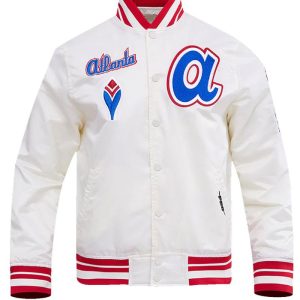 Atlanta Braves Retro Classic Rib White Satin Jacket