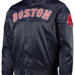Boston Red Sox Wordmark Navy Blue Satin Jacket