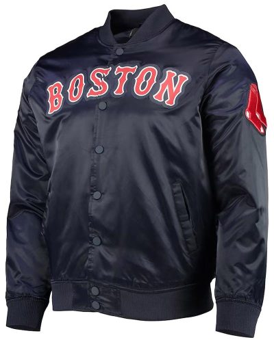 Boston Red Sox Wordmark Navy Blue Satin Jacket