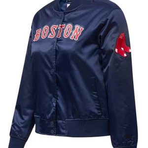 Navy Boston Red Sox Full-snap Satin Jacket