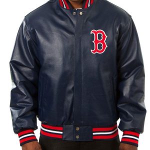 Varsity Boston Red Sox Navy Blue Leather Jacket