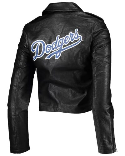 Los Angeles Dodgers The Wild Collective Women's Faux Leather Moto Full-Zip Jacket