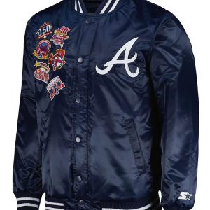 Starter Navy Blue Atlanta Braves Patch Full-snap Satin Jacket