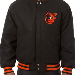 Varsity Baltimore Orioles Embroidered Black Wool Jacket
