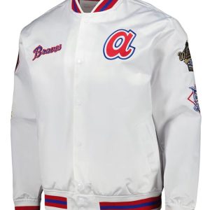 Atlanta Braves City Collection White Varsity Satin Jacket