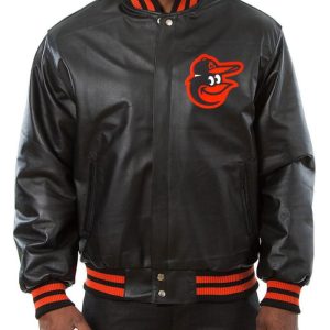 Varsity Baltimore Orioles Embroidered Black Wool Jacket