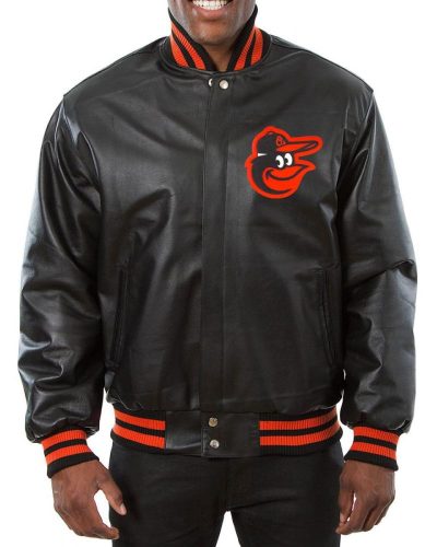 Varsity Baltimore Orioles Embroidered Black Wool Jacket
