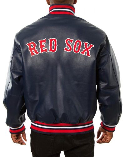 Varsity Boston Red Sox Navy Blue Leather Jacket