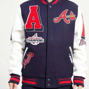 Atlanta Braves Mash Up Navy And White Varsity Jacket