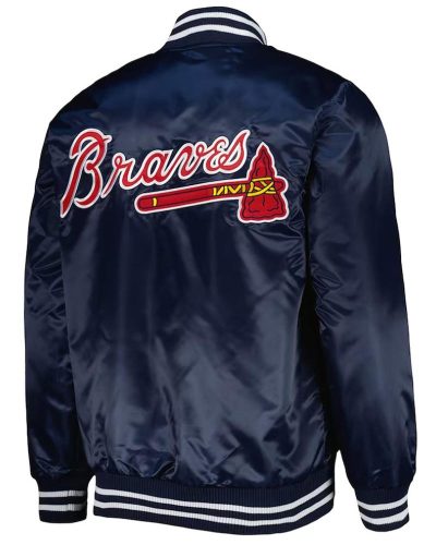 Starter Navy Blue Atlanta Braves Patch Full-snap Satin Jacket