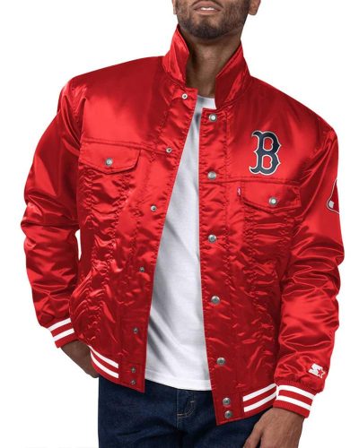 Boston Red Sox Red Silver Tab Trucker Jacket