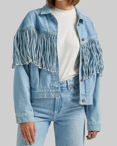 Landman 2024 Michelle Randolph Denim Fringe Jacket