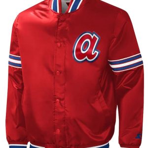 Atlanta Braves Slider Red Varsity Satin Jacket