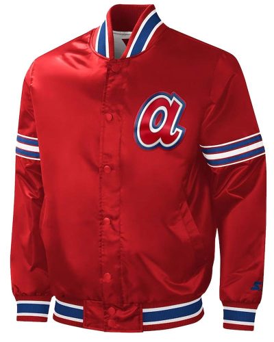 Atlanta Braves Slider Red Varsity Satin Jacket