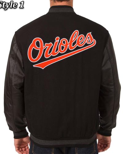 Varsity Baltimore Orioles Black Wool/leather Jacket