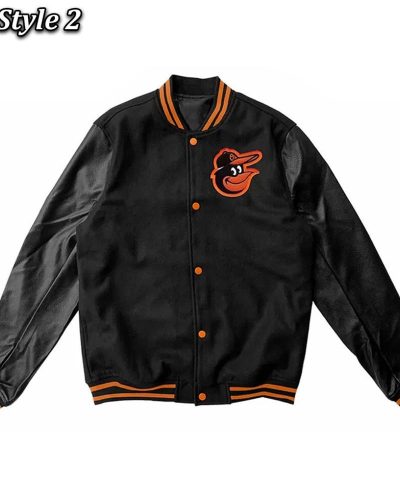 Varsity Baltimore Orioles Black Wool/leather Jacket