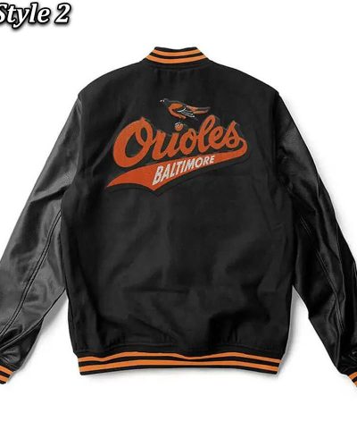 Varsity Baltimore Orioles Black Wool/leather Jacket