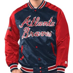 Navy/red Atlanta Braves Renegade Varsity Satin Jacket
