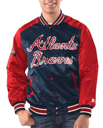 Navy/red Atlanta Braves Renegade Varsity Satin Jacket