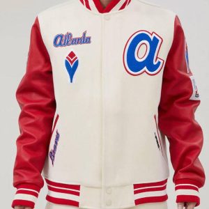 Atlanta Braves Mash Up Varsity Off White And Red Jacket