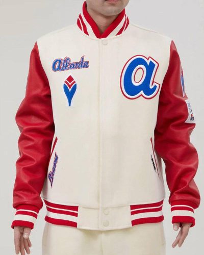 Atlanta Braves Mash Up Varsity Off White And Red Jacket