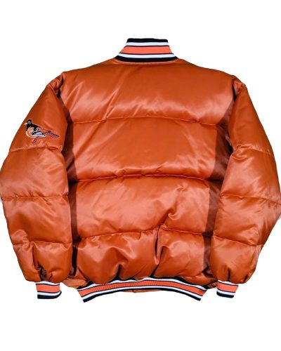 90’s Baltimore Orioles Puffer Orange Satin Jacket